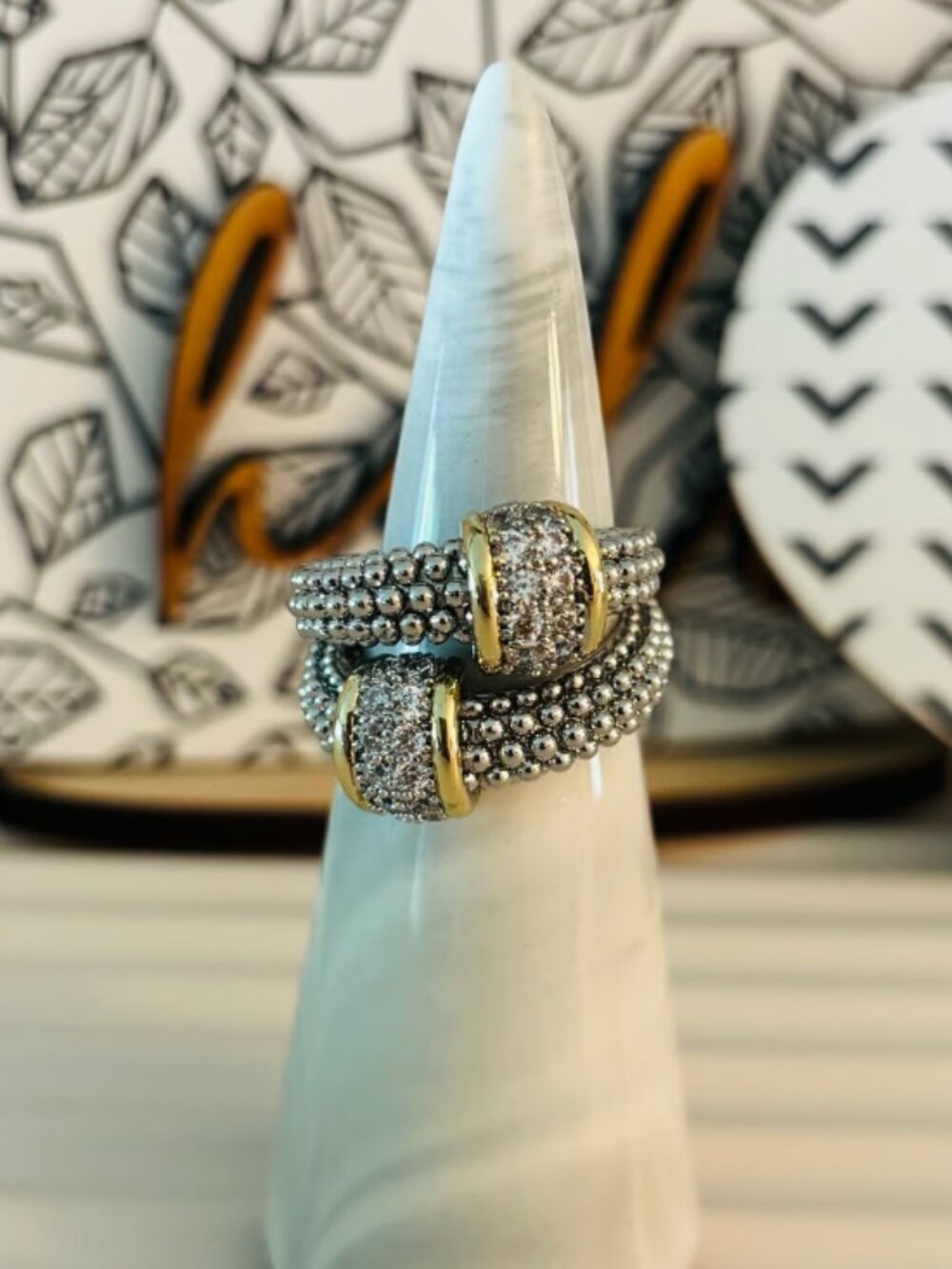 Boutique Mixed Metal and CZ Ring - Size 7
